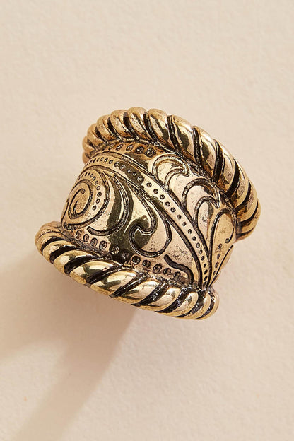 Versona engraved antique gold ring WORN_GOLD