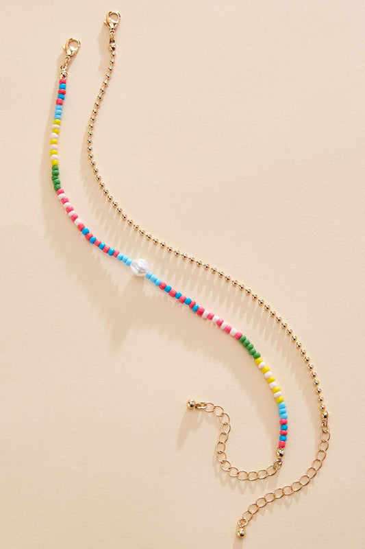 Versona multicolor beaded pearl anklet set MULTI_SPRING