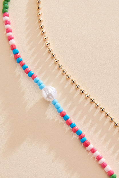 Versona multicolor beaded pearl anklet set MULTI_SPRING