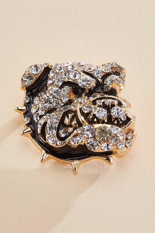 Versona two tone embellished bulldog brooch GOLD