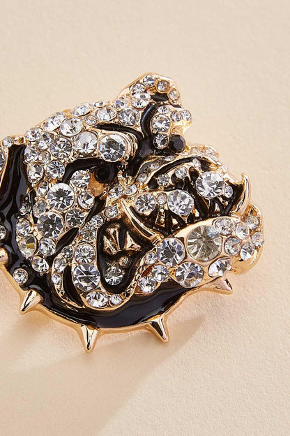 Versona two tone embellished bulldog brooch GOLD