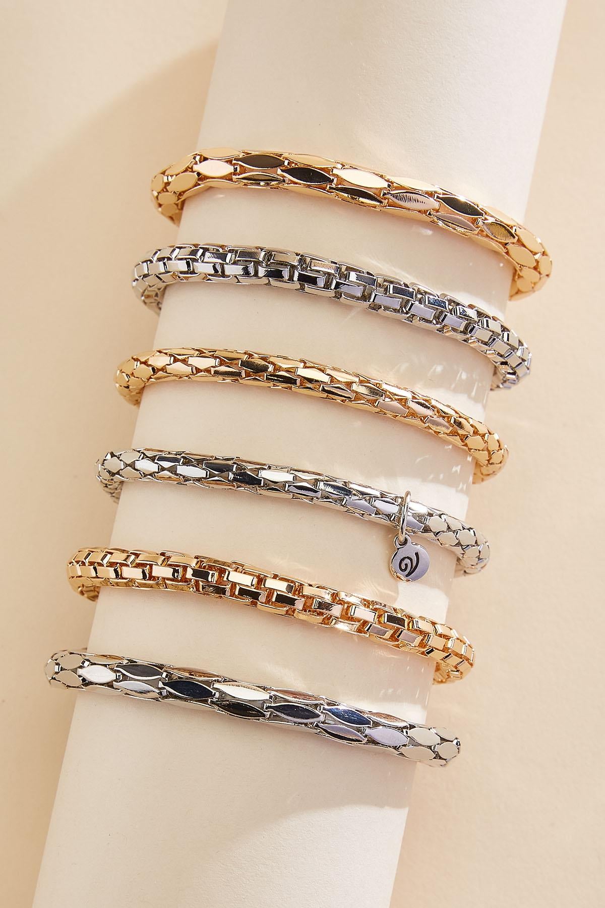 Versona two tone stretch chain bracelet set TWO_TONE