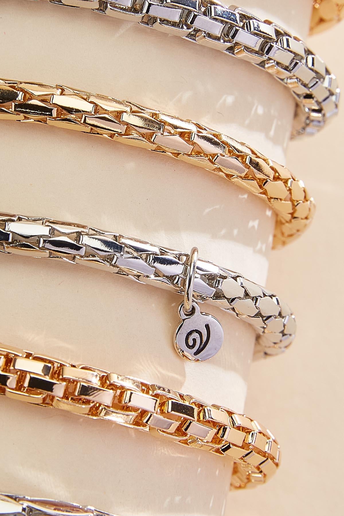 Versona two tone stretch chain bracelet set TWO_TONE