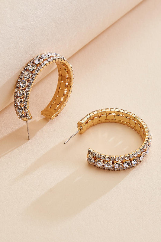Versona layered rhinestone hoop earrings GOLD