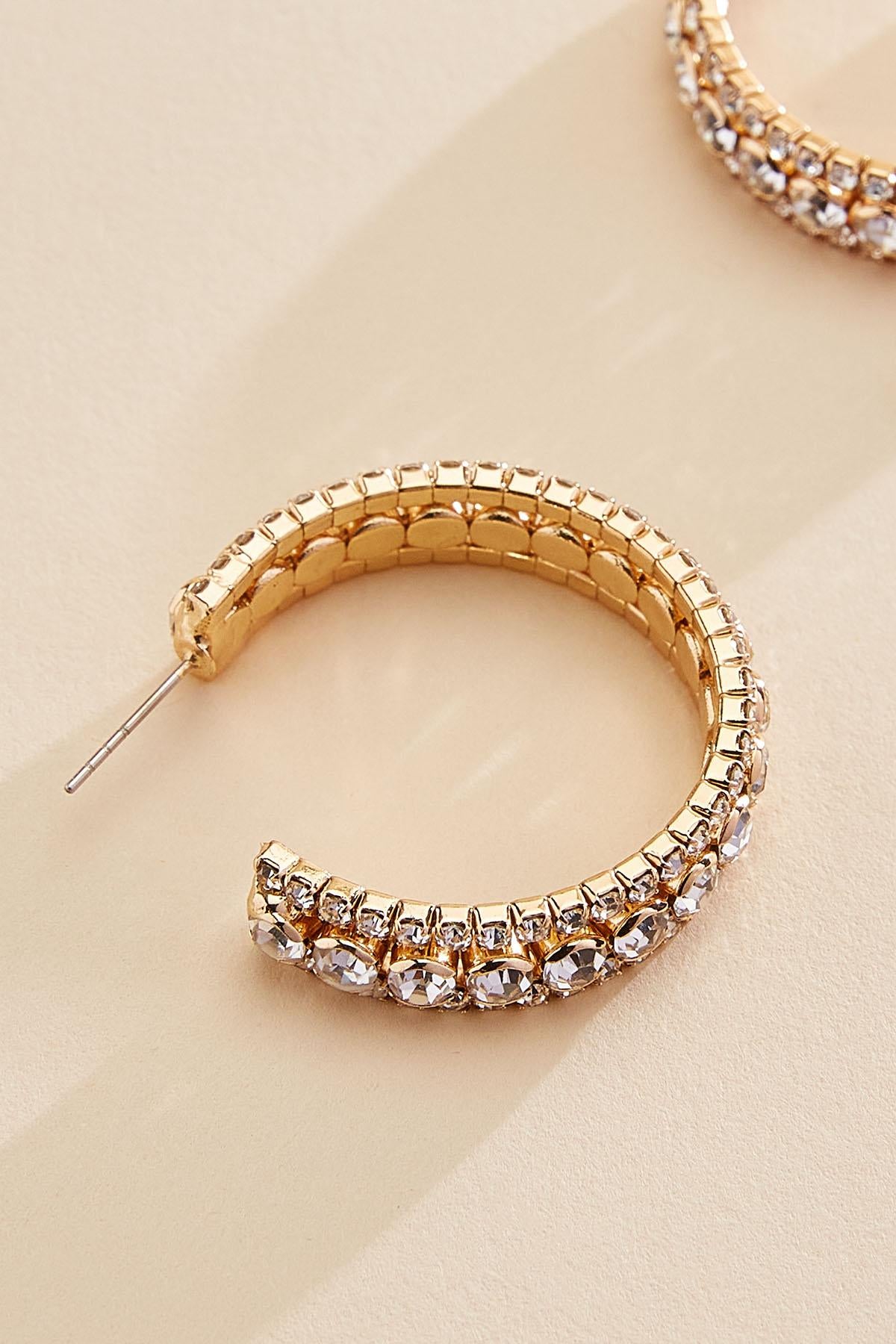 Versona layered rhinestone hoop earrings GOLD