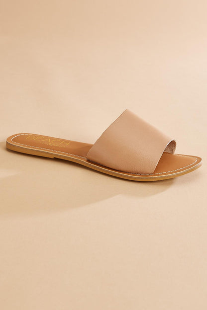 Versona faux leather single band sandals WHITE