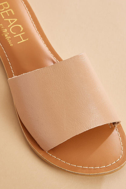 Versona faux leather single band sandals WHITE