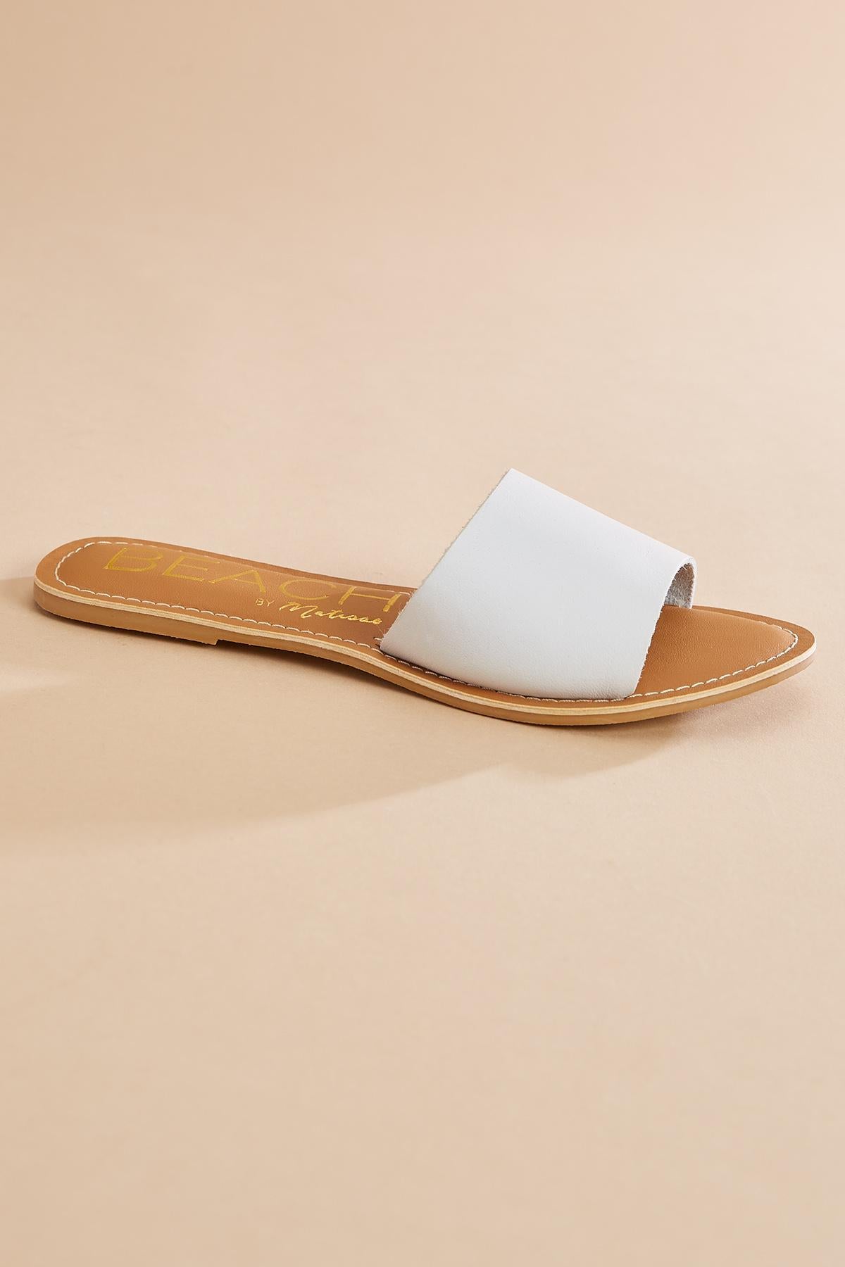 Versona faux leather single band sandals WHITE