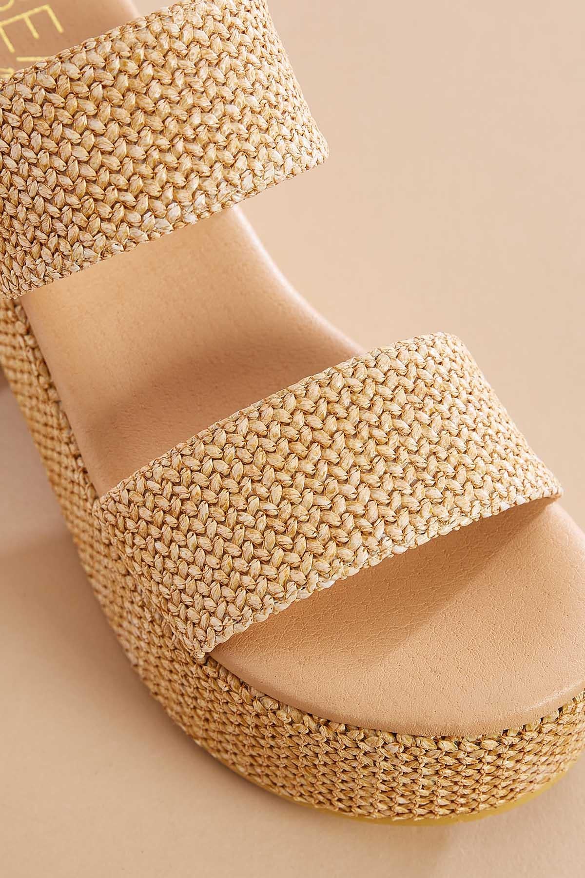 Versona textured double band platform heels BEIGE