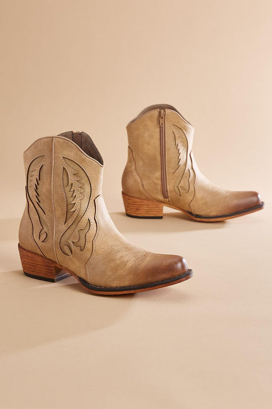 Versona western cut out ankle boots BEIGE