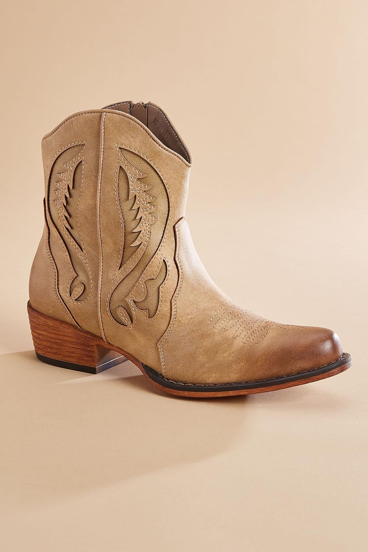 Versona western cut out ankle boots BEIGE