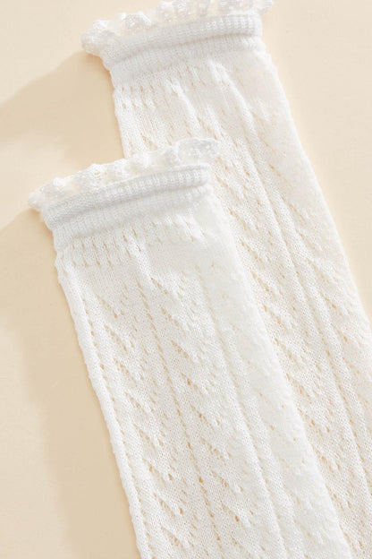 Versona pointelle ruffle slouchy crew socks IVORY