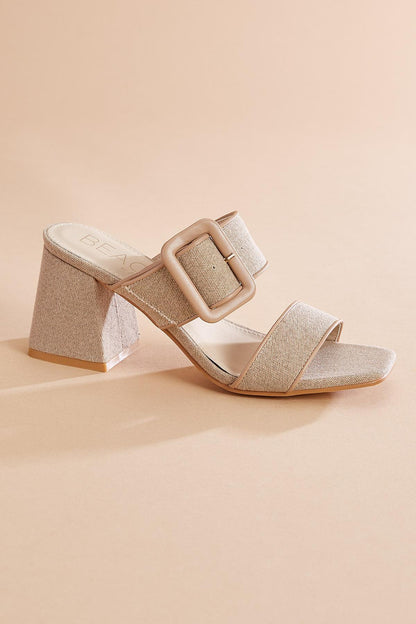 Versona buckle band block heels BEIGE