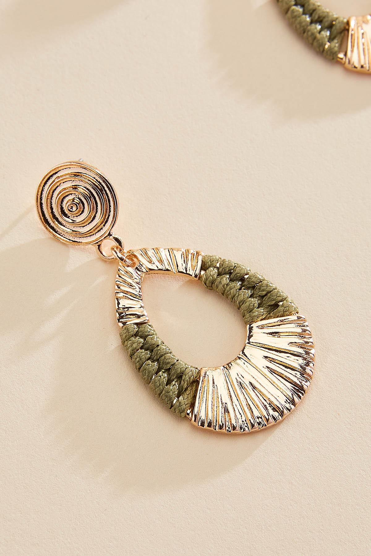 Versona thread wrapped gold tear earrings SEA_GRASS