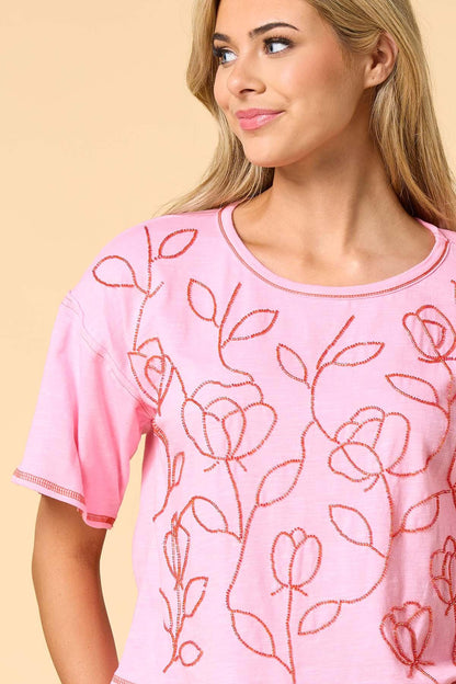 Versona beaded blooms top PINK