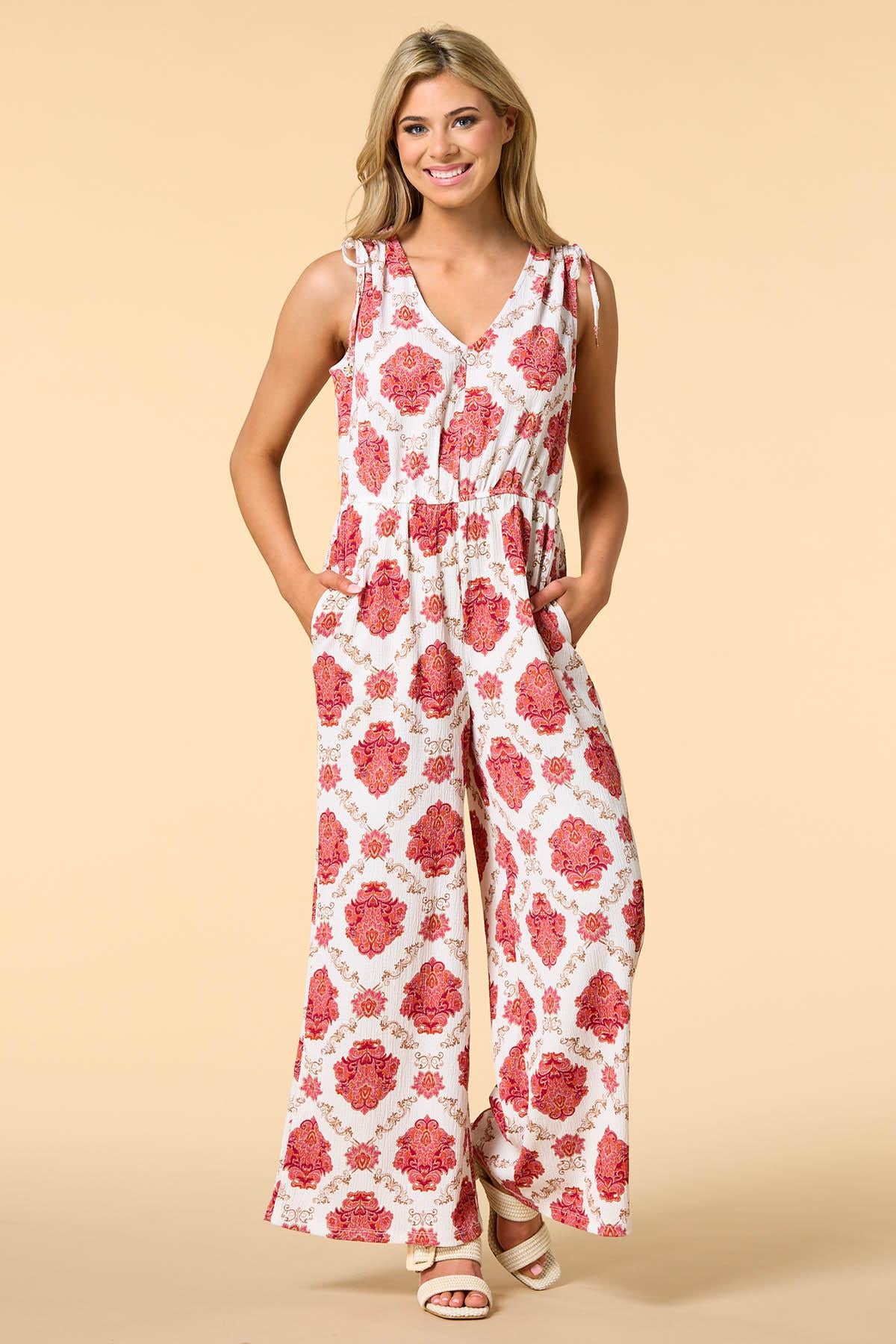 Versona the fine print jumpsuit REDPINK_MULTI