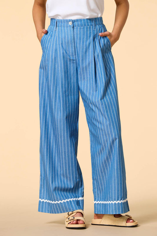 Versona beach days chambray pants BLUE