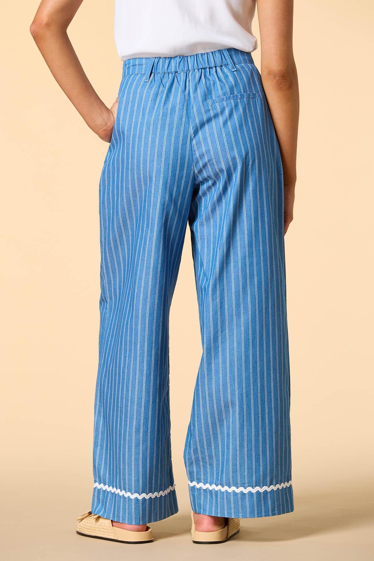 Versona beach days chambray pants BLUE