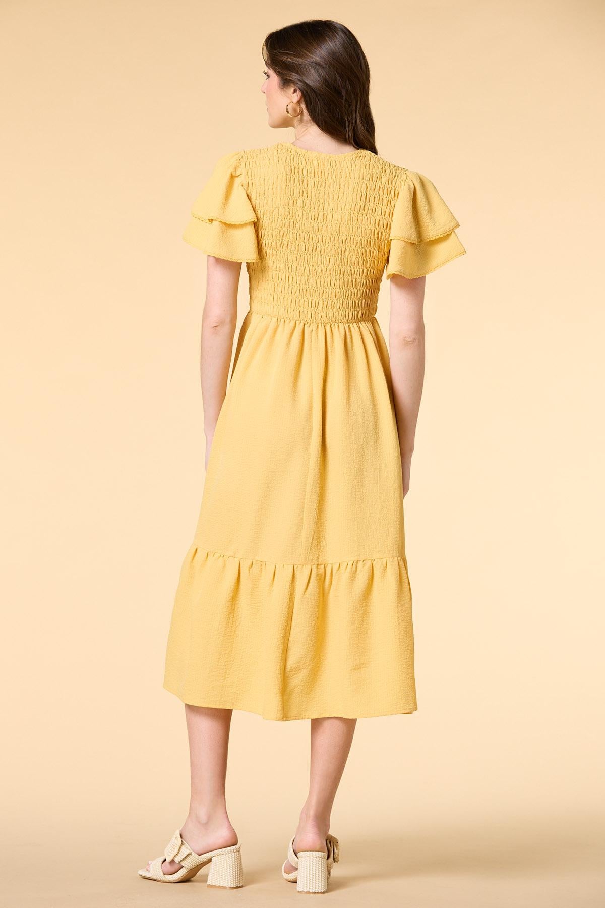Versona smocking the boat midi dress RED