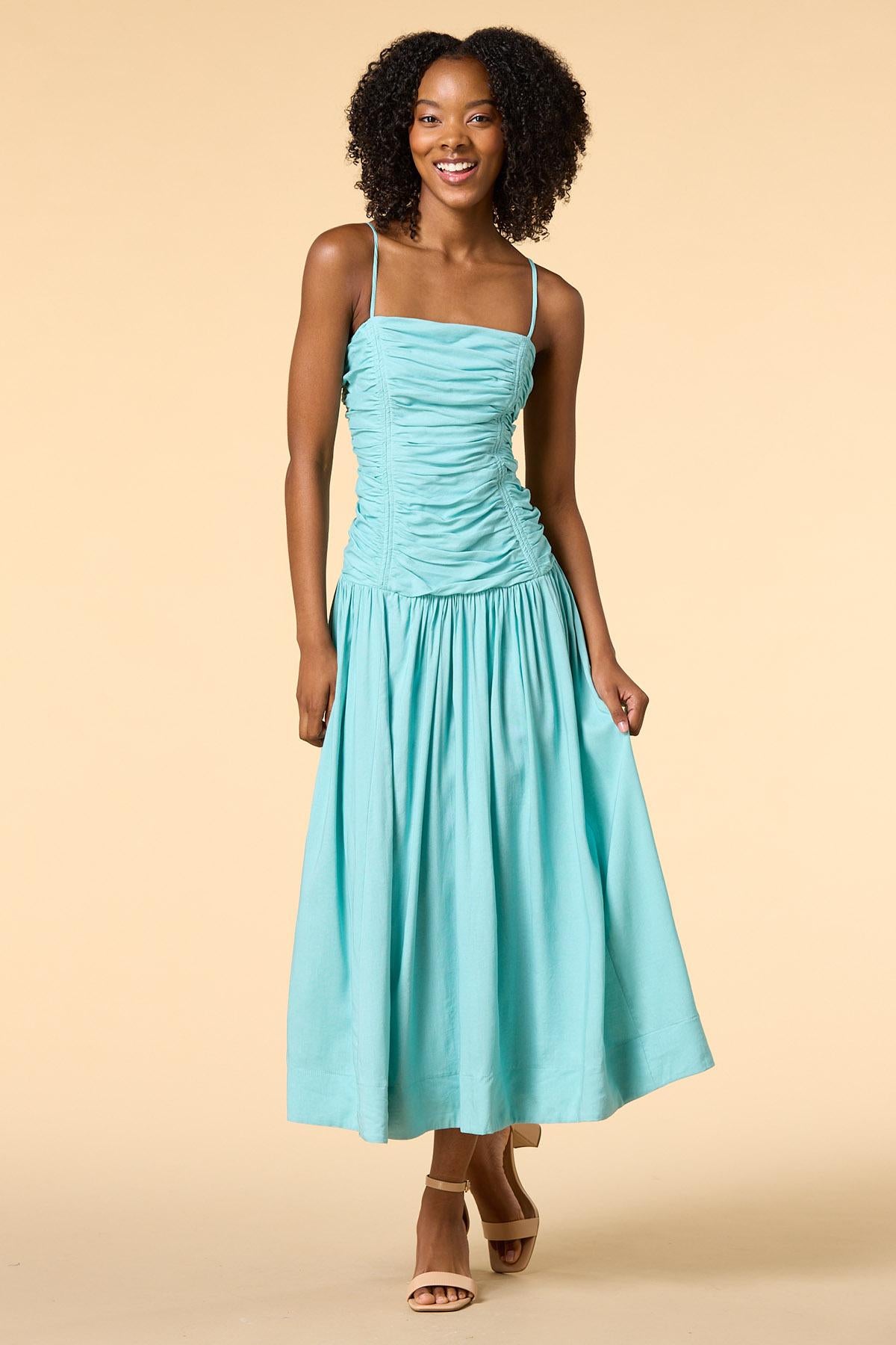 Versona la ruche maxi dress TEAL