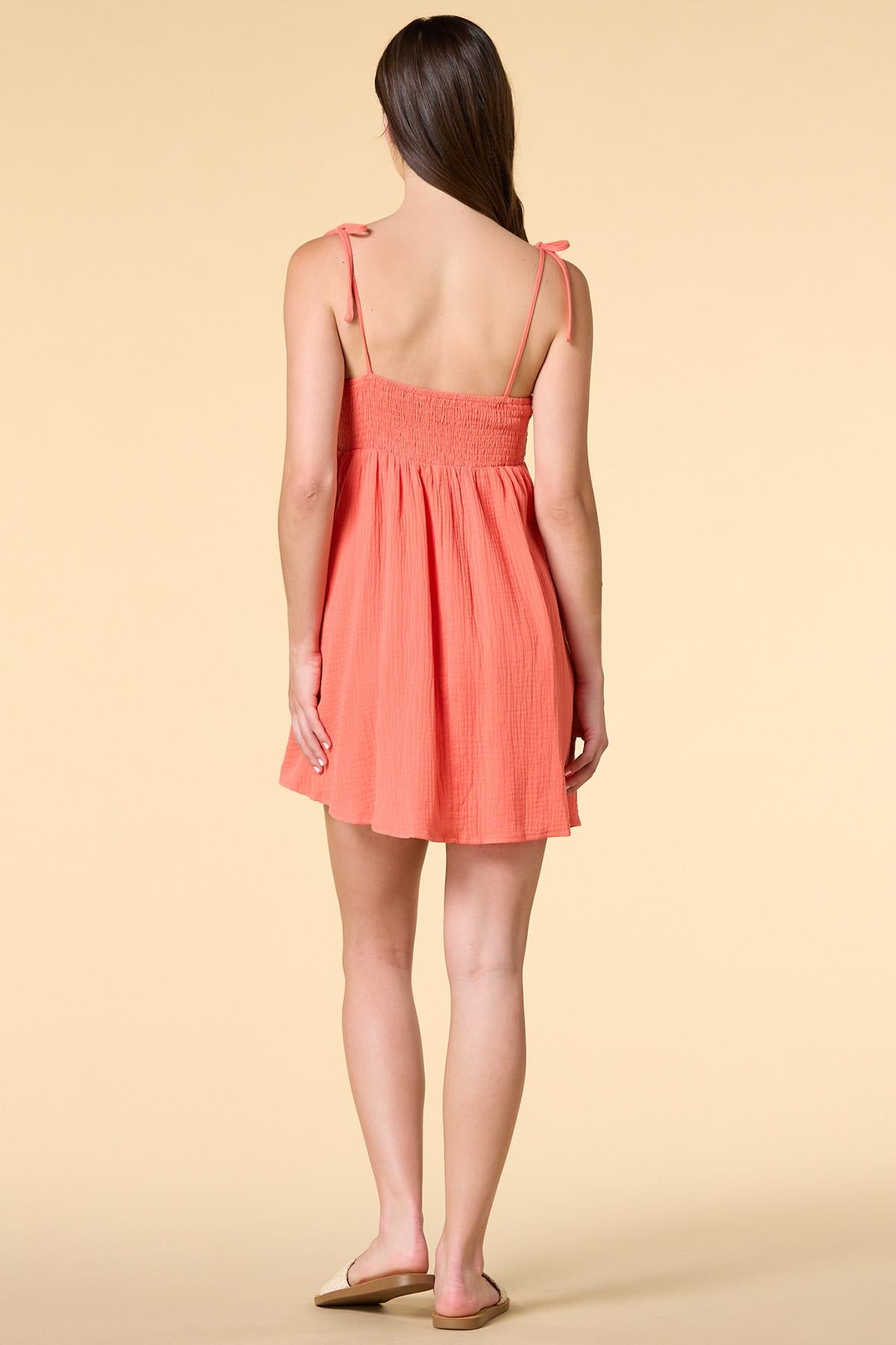 Versona tie breaker mini dress CORAL
