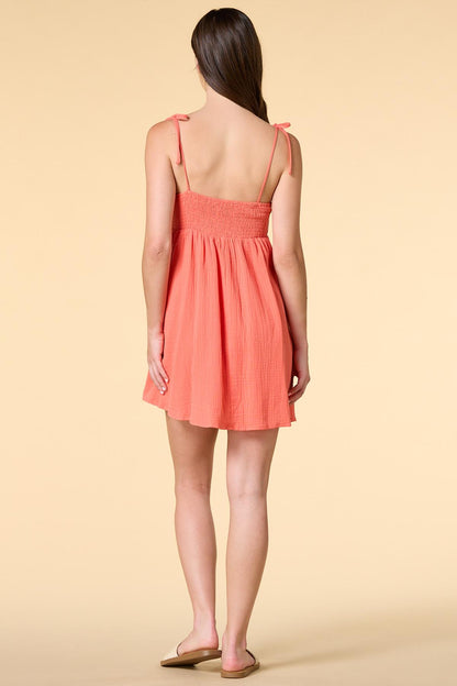 Versona tie breaker mini dress CORAL