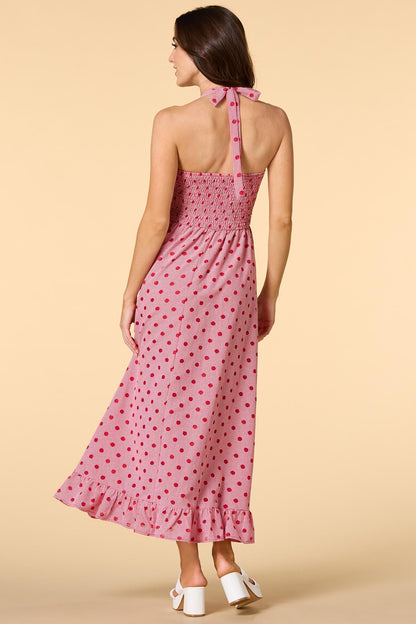 Versona red spot style maxi dress RED_MULTI