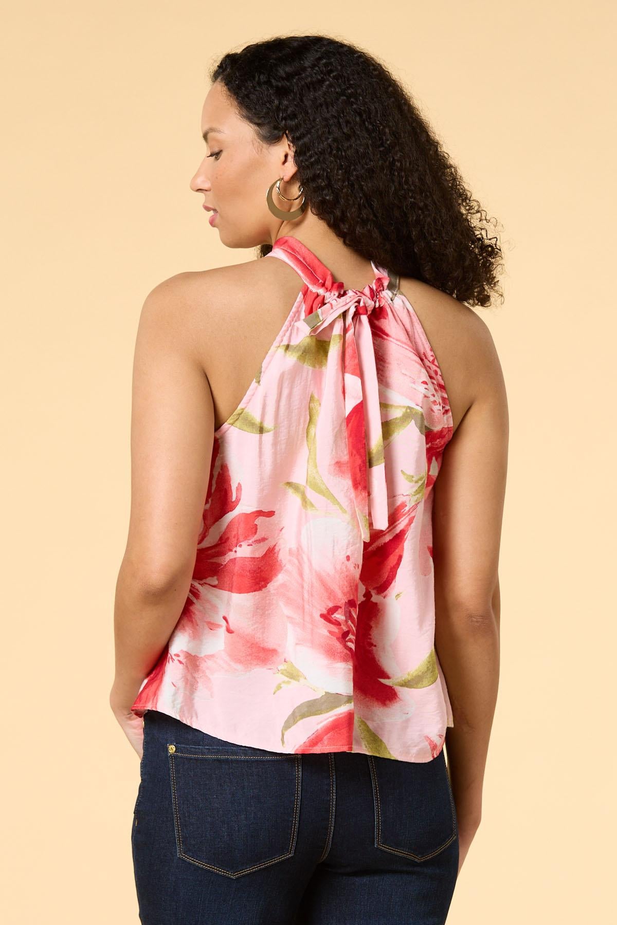 Versona poppy petals halter tank REDPINK_MULTI