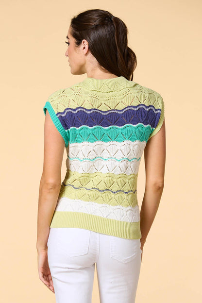 Versona check point sweater vest GREEN_MULTI