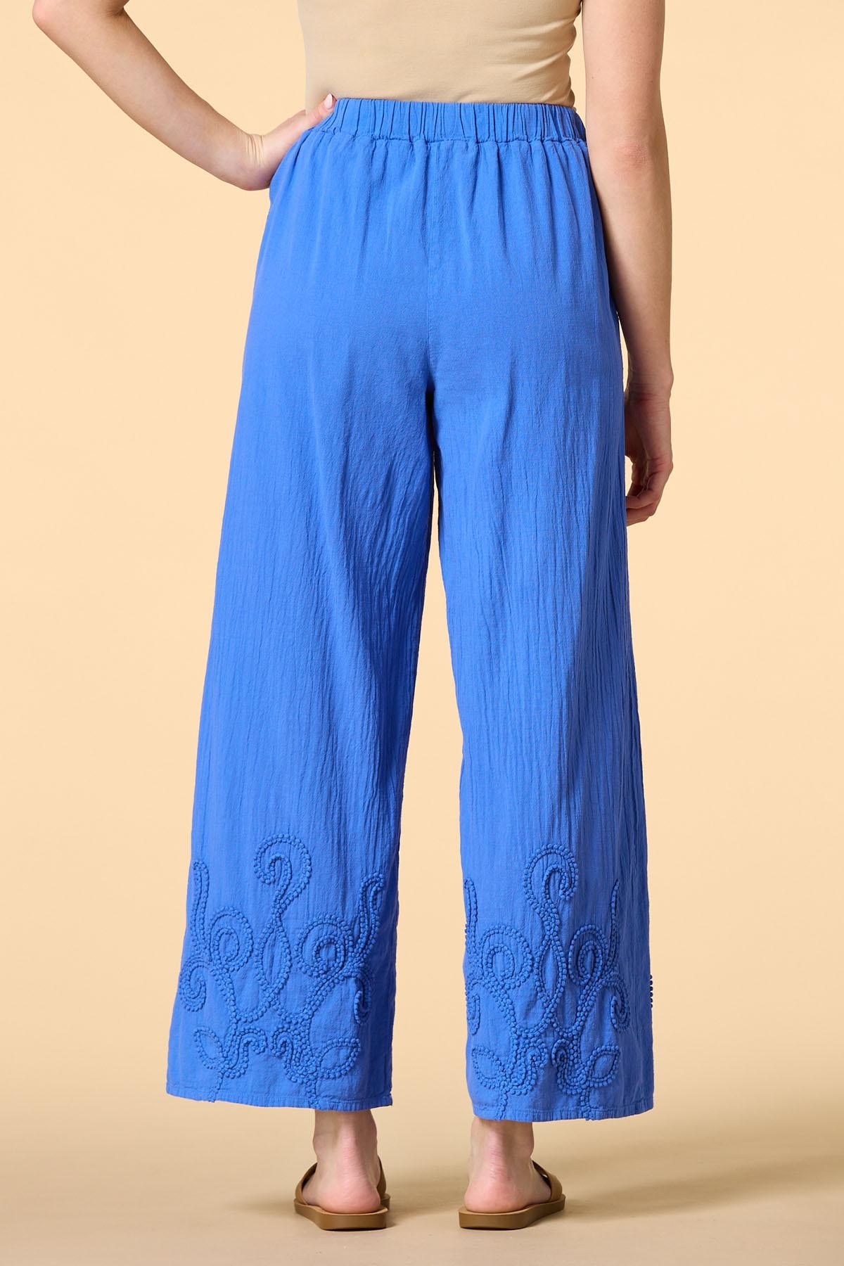 Versona saltwater sea embroidered pants BLUE