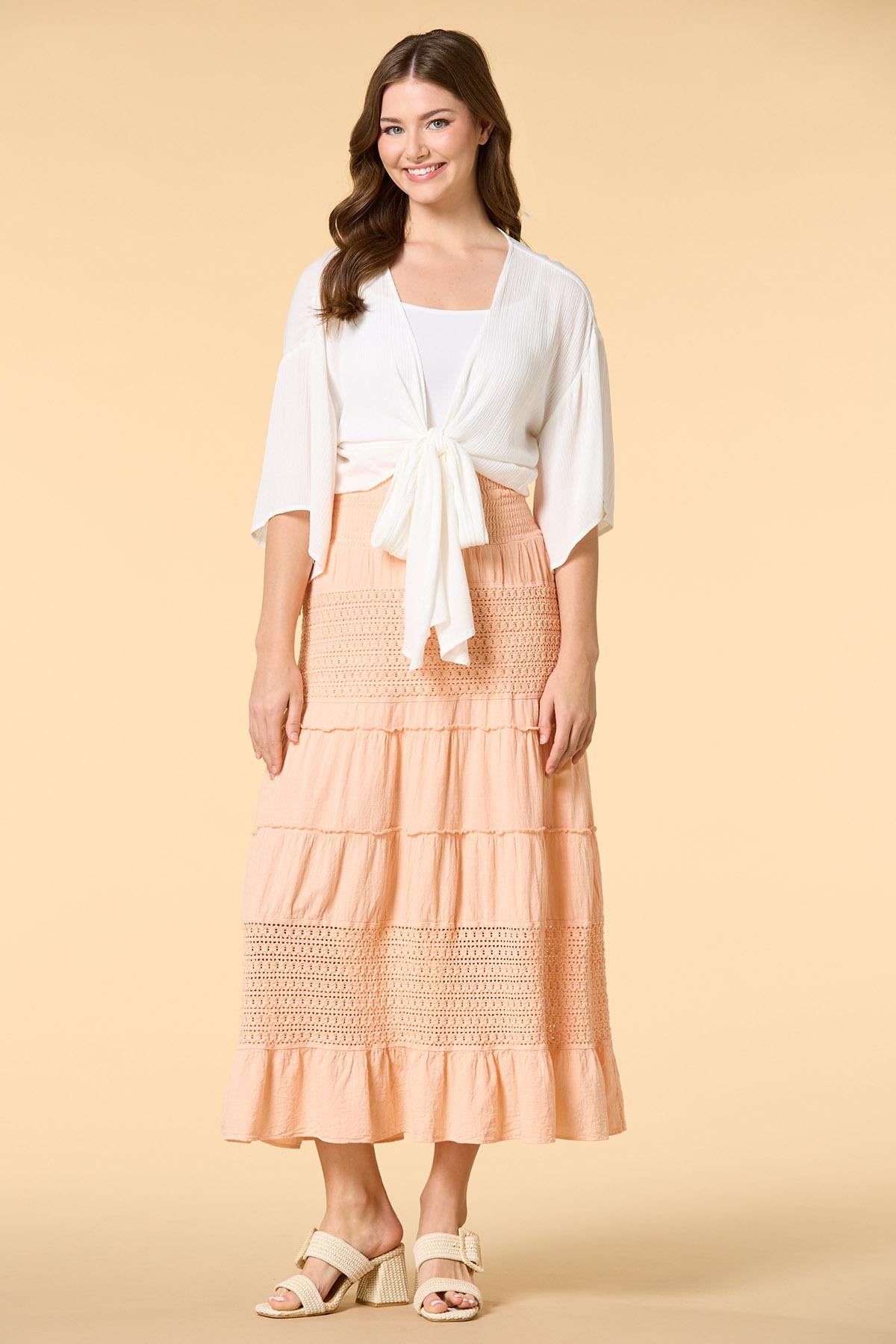 Versona life is peachy crochet maxi skirt SWEET_PEACH