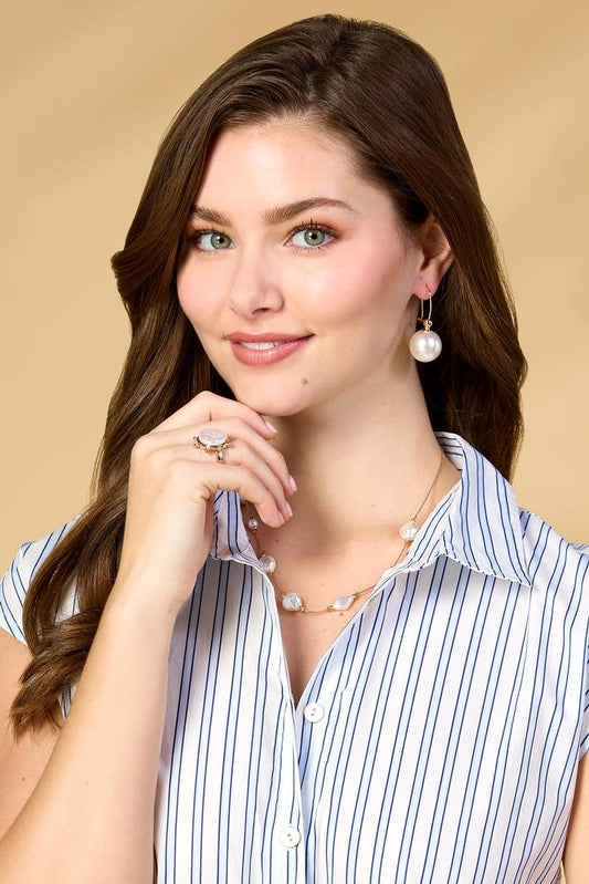 Versona hook wire oversized pearl earrings GOLD