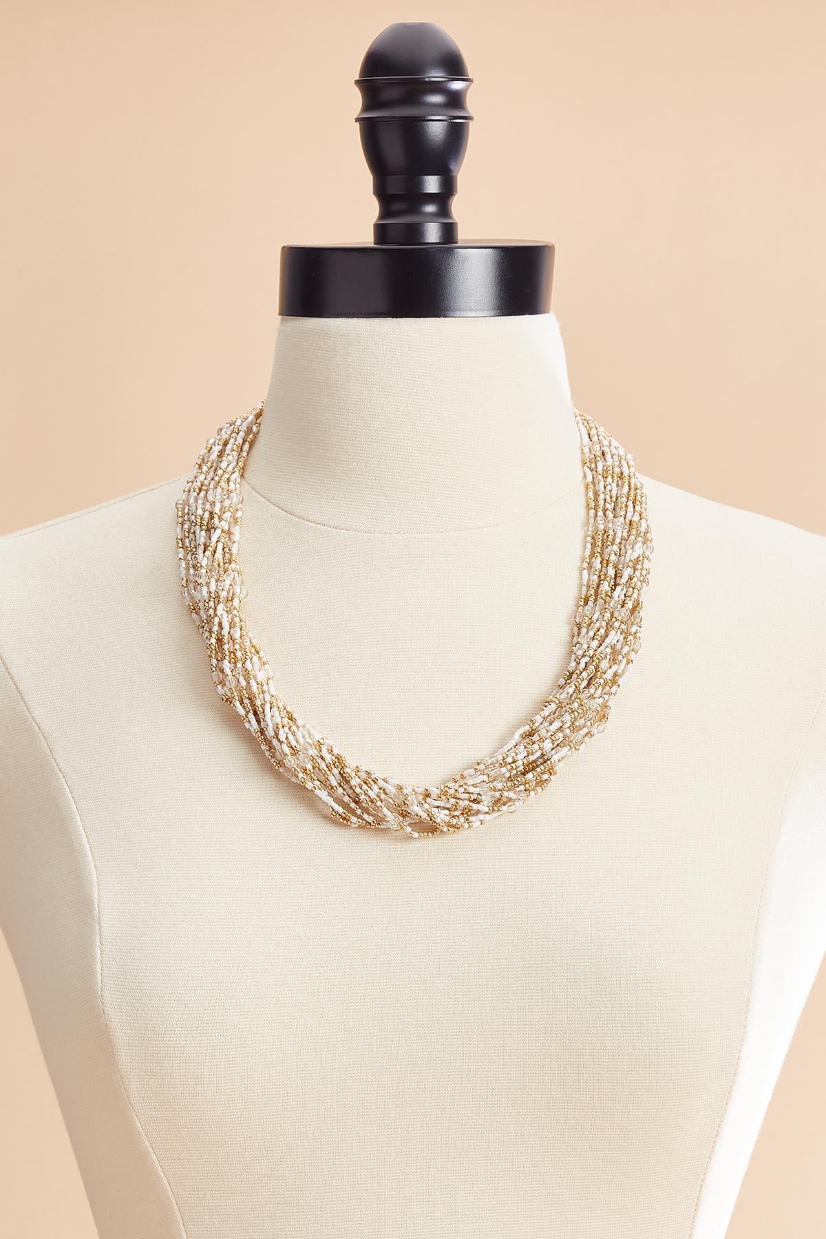 Versona white gold seed beaded necklace BRIGHT_WHITE