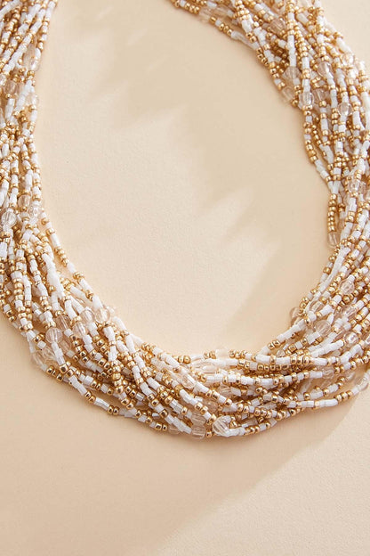 Versona white gold seed beaded necklace BRIGHT_WHITE