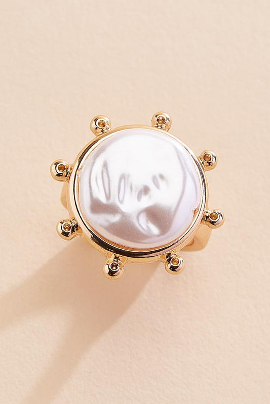 Versona gold studded pearl ring GOLD
