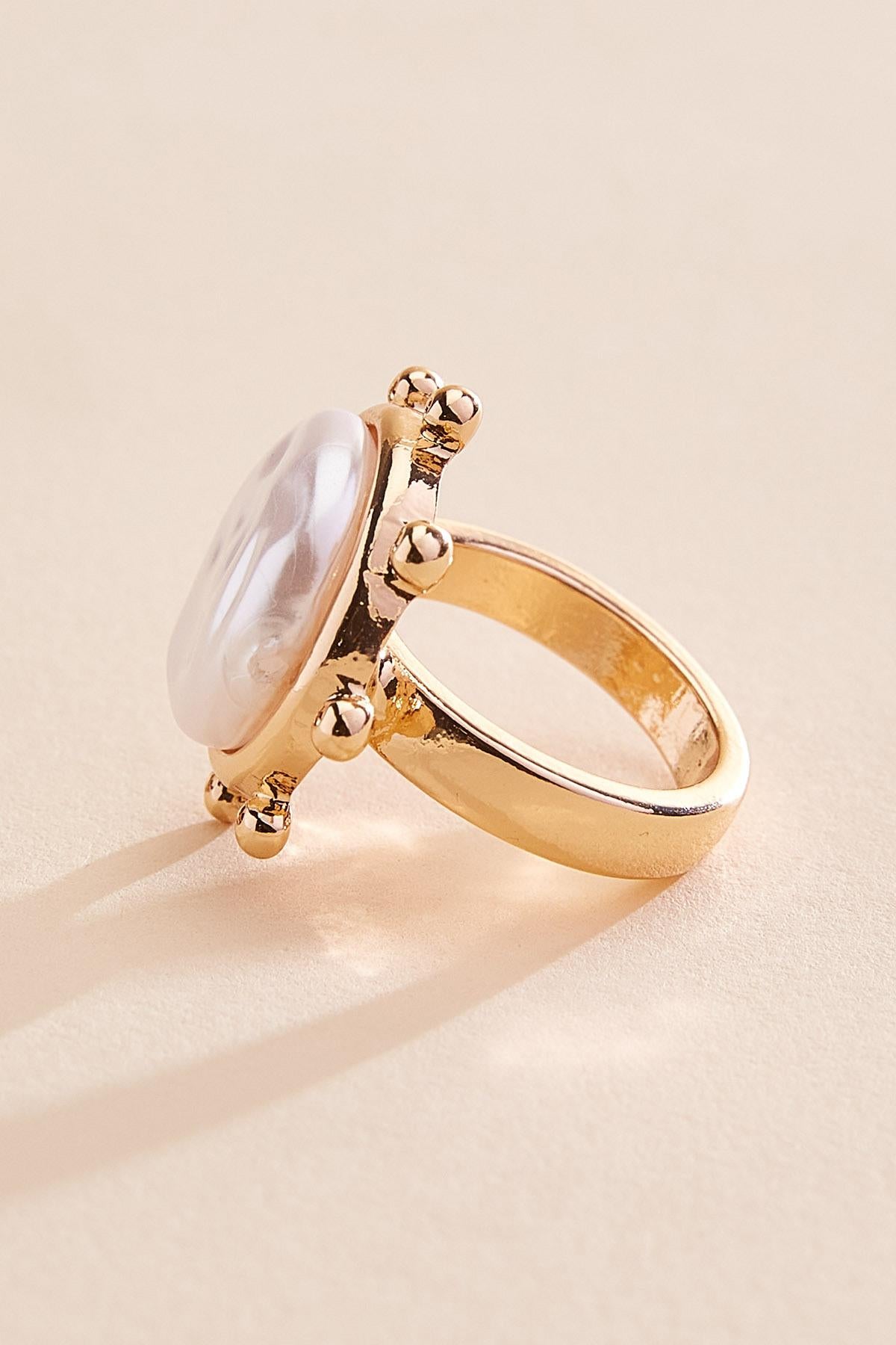 Versona gold studded pearl ring GOLD