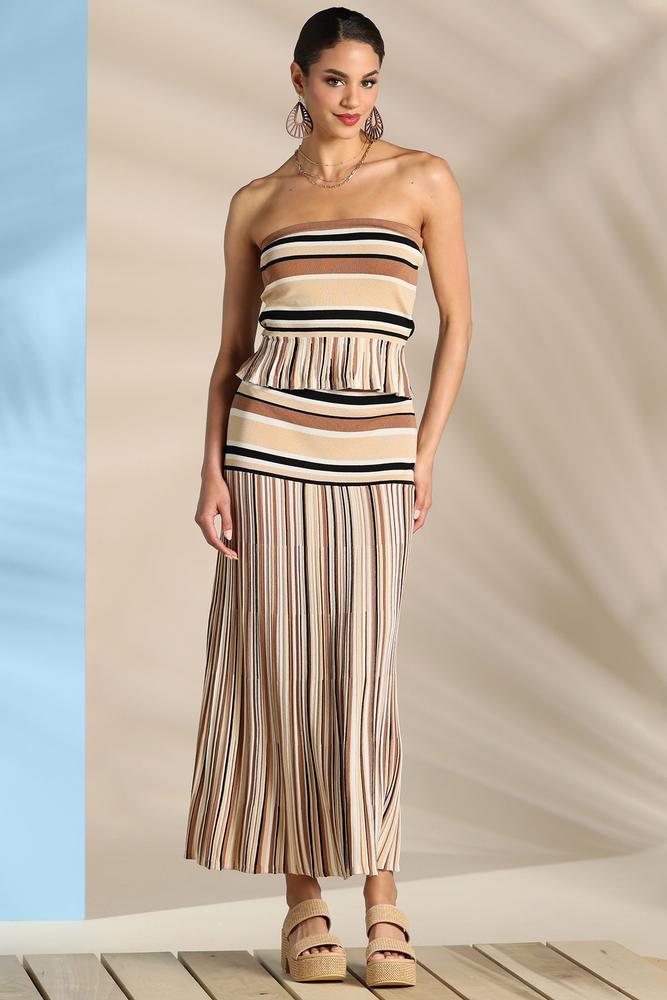 Versona summer knits maxi skirt BROWNBEIGE_MULTI