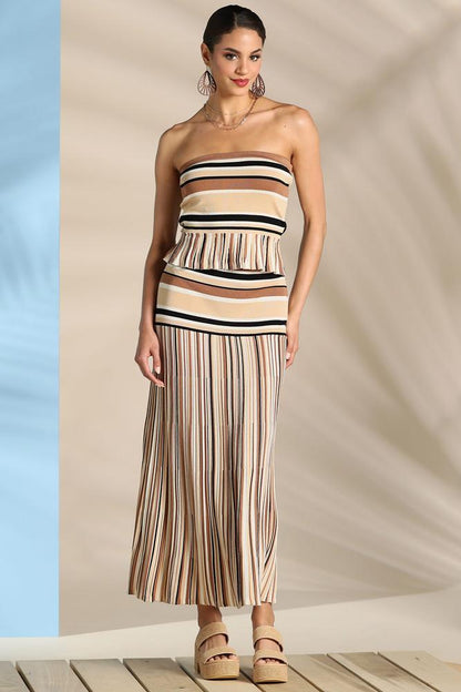 Versona summer knits maxi skirt BROWNBEIGE_MULTI