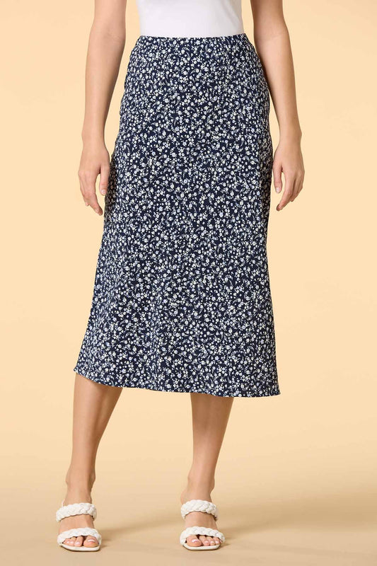 Versona midnight bloom midi skirt NAVY