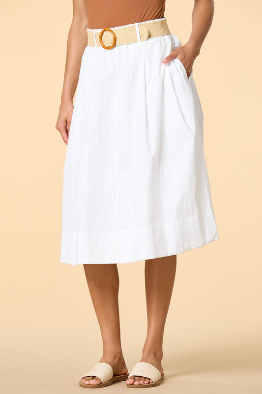 Versona beach club belted midi skirt WHITE