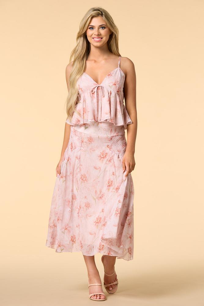 Versona blushing blooms maxi skirt PINK
