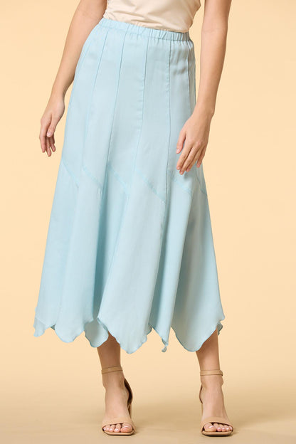 Versona slanted view chambray midi skirt LIGHT_WASH_DENIM