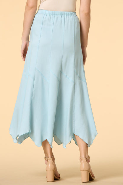 Versona slanted view chambray midi skirt LIGHT_WASH_DENIM