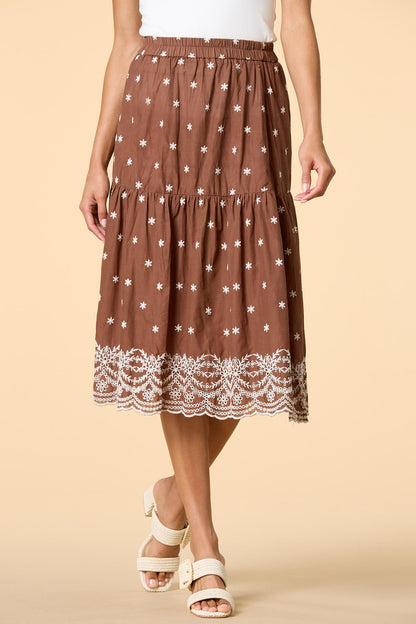 Versona cactus blossom midi skirt BROWN