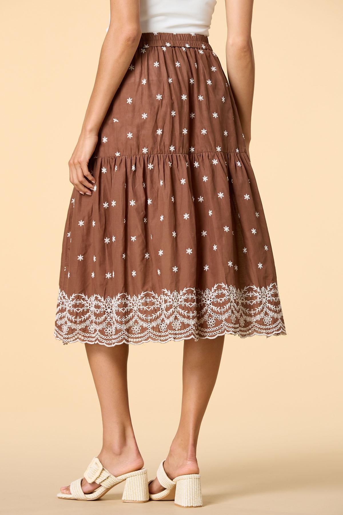 Versona cactus blossom midi skirt BROWN