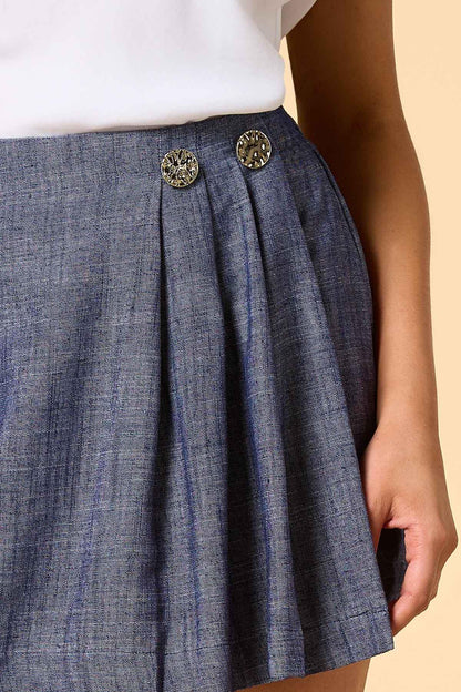 Versona pleat yourself chambray mini skort BLUE