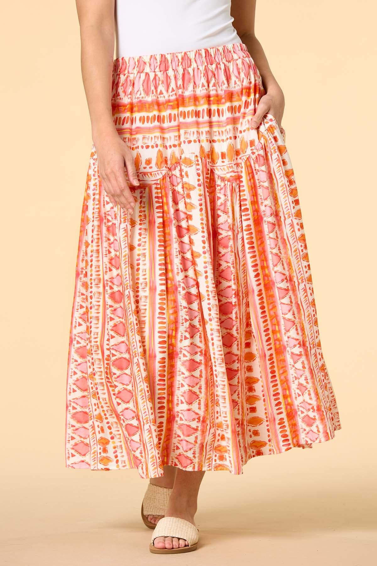 Versona tiki time maxi skirt ORANGE_MULTI
