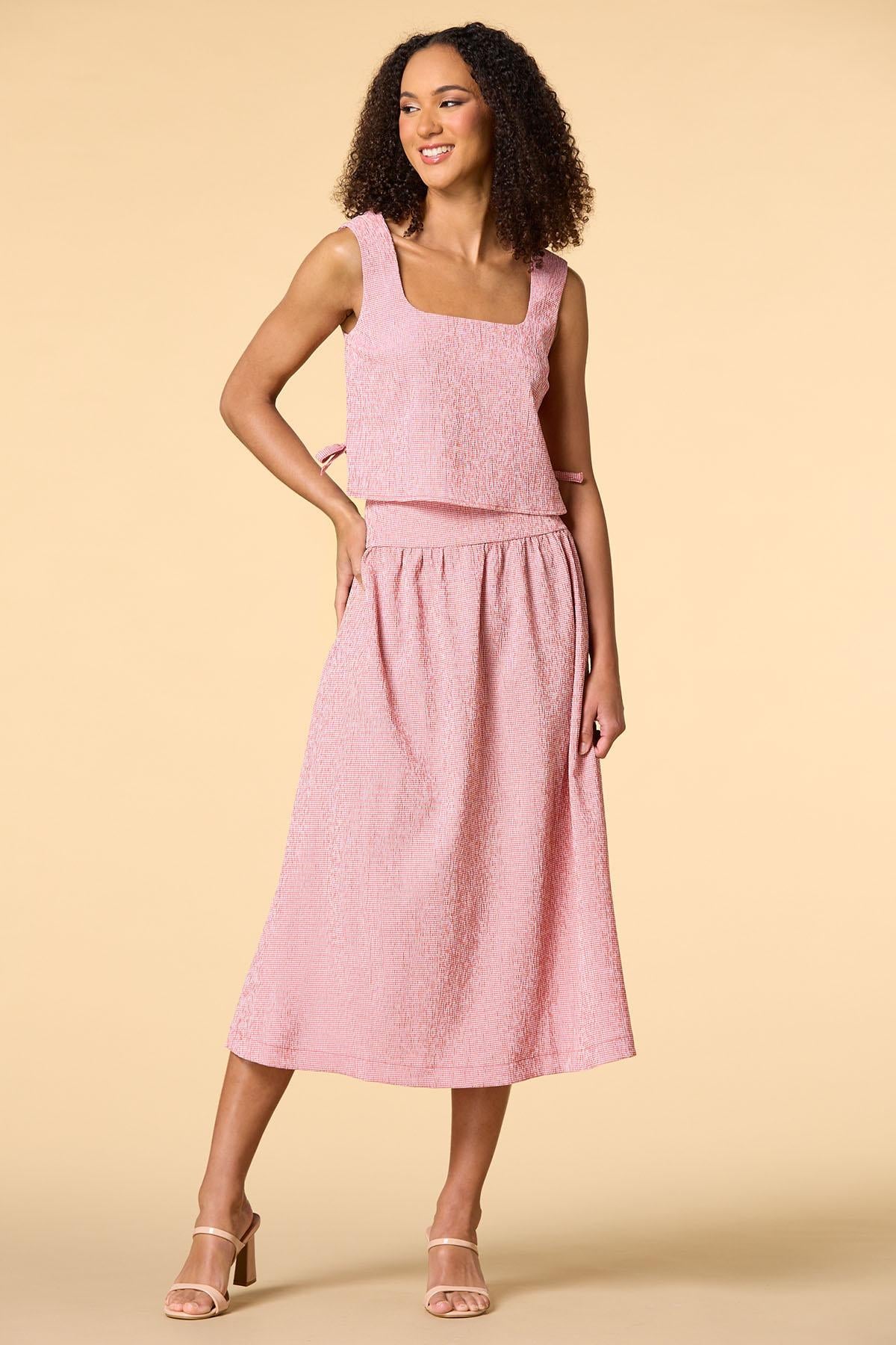 Versona cherry pie midi skirt RED