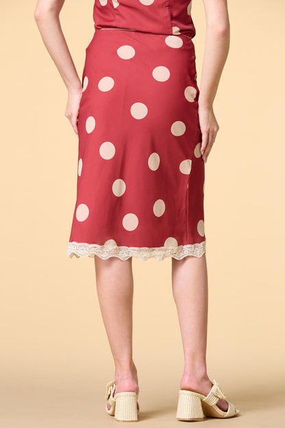 Versona dot flash midi skirt RED
