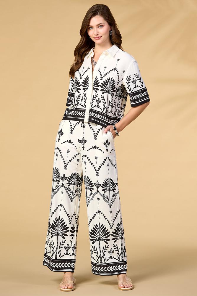 Versona summer camp pants BLACK_WHITE_PATTERN